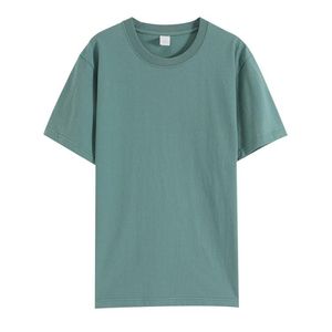 Camisetas masculinas manchas de manga curta pente casual algodão pesado cor sólida homens e mulheres não vêem através da camiseta de tecelagem do cilindro