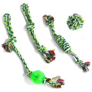 Toys Green Cotton Dog Toys for Large Small Dogs Aggressive Chewers Interactive Rope Ball Toy for Dog Accessories Supplies Teeth Clean