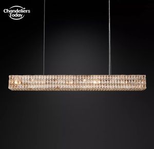 Spiridon Liniowe żyrandole Nowoczesne vintage LED Chrome Crystal Lampy Lampy Luster do jadalni salon Kitchen Island Wyspa Indoor Lighting