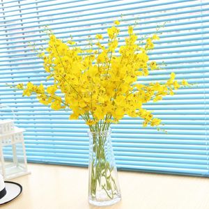 Flores decorativas de 88 cm de orquídea artificial dança de seda lady plástico para acessórios de decoração de mesa casa de casamento em casa