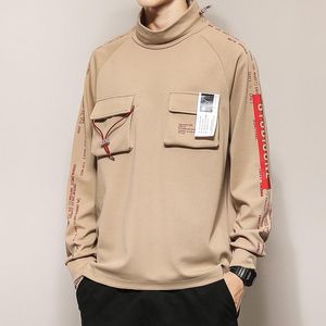 Erkek Hoodies Sweatshirts Pamuk Çok Cep Stand Yakası Hoodie Erkekler Harajuku Gündelik Büyük Boy Sonbahar 2023 Hip Hop Street Giyim Çift Kaput