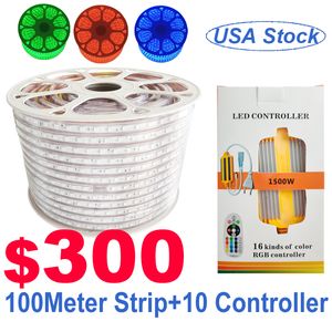 RGB LED Strip Lights Waterproof Multicolor AC 110V-120V LED Neon Rope Lights with Remote Control RGB Exterior Led Rope Lights Balcony Roof Garden usastar