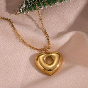 Pendant Necklaces Fashion Simple Heart Necklace For Women Stainless Steel Tarnish Free Gold Color Jewerly