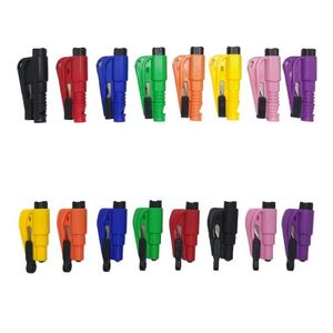 16 Colors 3-in-1/2-in-1 Life Saving Hammer Keychains Portable Emergency Seat Cut Belt Break Window Self Defense Keychain Safety Glass Breaker Mini Tools Holder