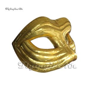 Fantastiskt stort uppblåsbara venetianska karnevalmask Golden Masquerade Replica Colombina för festdekoration