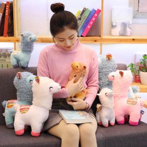 Piękny uśmiech Stripe Alpaca Lama Plush Animals Toy Pchaszona lalka dla dzieci Prezenty urodzinowe