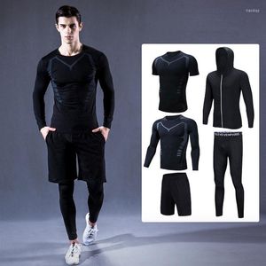 Koşu Setleri Yansıtıcı Spor Seti Erkeklerin Trailsuit Sıkıştırma Basketbol Eğitim Takım elbisesi Jogging Taytlar Gym Fitness Fitness Kavurgası