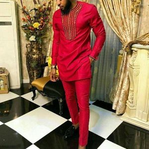 Men's Tracksuits 2023 African Clothing Men's Sets Long Sleeves Round Neck Shirts And Casual Trousers Two Piece Wedding Party Men Suits