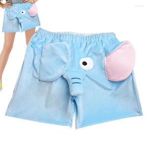 Kvinnors shorts rolig tecknad 3D elefant unisex loungewear plysch djur bekväm lounge sömn kort byxa födelsedag present