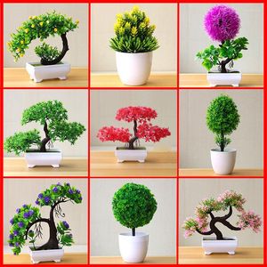 Dekorative Blumen, Gartendekoration, künstliche Pflanzen, Bonsai, kleiner Baumtopf, gefälschte Pflanze, Topfornamente für Zuhause, Zimmer, Tischdekoration