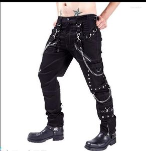 Men's Pants 2023 Personalized Casual Europe And America Men's Goth Multi Zipper Rivet Cargo Stage Performance