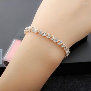 Bangle MYJIEBIN European And American Jewelry Peach Heart Crystal Bracelet Women's Niche Design Sweet Style Love 2023