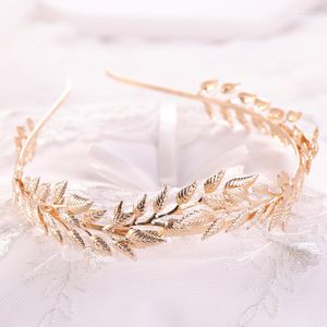 Hair Clips Simple Golden Leaf Shape Bride Band Headpiece Bridal Headband Head Piece Tiara Jewelry Women Girl Wedding Accessories