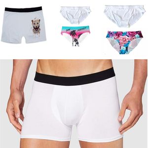 Wholesale Sublimation Men's Boxer Briefs Women's Underpants Heat Transfer White Blank Underwear Polyester American Size M L XL XXL Home Clothing A12