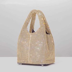 Bolsas de ombro Diamantes de ouro embreagem noturna para festas de casamento femininas designer de luxo bolsas de balde e bolas de balde brilhante moda 230426