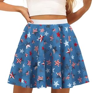 Юбки женская отпечатка День независимости День Слушанная плиссированная короткая юбка женская теннис блестящая и верхняя часть