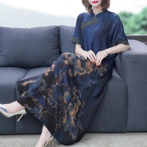 Etnisk kläder Asiatisk stil Korea Hanbok klänning orientalisk retro kostym klassisk blå tryck blomma sommarklänning kvinnor