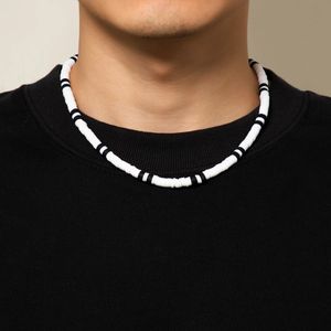 Ingesight.z vit svart färg mjuk lera pärlor choker halsband för kvinnor män enkel minimalistisk krage halsband smycken gåvor