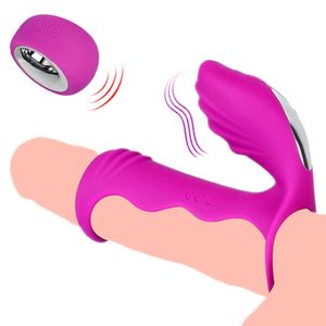 Remote Control Male Penis Extender Larger Clitoris Stimulator Shaking Ringchastity Canvas Sex Game Masturbation for Men