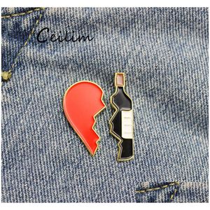 Pinos Broches Designer 2pcs/conjunto Broto de vinho Brotons Broooch Broche fofo metal vermelho preto pinos FIT DENIM JAPETA PIN B DHGARDEN DHR0S