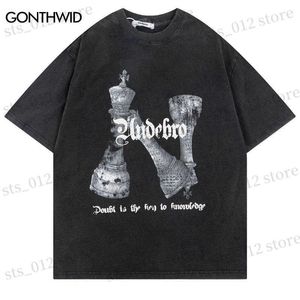 Męskie koszulki vintage T Shirt Męskie streetwear Hip Hop Graphic Print Drukuj Tshirt Punk Gothic Oversize koszulki 2023 HARAJUKU TOPS T230512