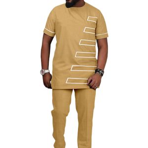 Herrspårar Summer Men's African Short Sleeve Suit Simple Design O Neck T-shirt Truenter Two-Piece Streetwear Overdimensionerad storlek 230511