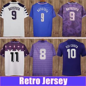 1998 1999 Fiorentina Batistuta Rui Costa Mens Soccer Jerseys Home Purple White Retro 91 92 93 94 95 97 98 99 00 Ретро футбольная рубашка для футбольной рубашки для взрослого рукава