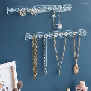 Jewelry Pouches Jewerly Storage Rack Transparent Acrylic Hooks For Earring Necklace Hanger Holder Wall Multipurpose Convenient Display Stand