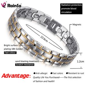 Chaîne Rainso Bracelets Magnétiques Relif Stress Germanium Bio Énergie Bracelets Acier Inoxydable Bracelet Bijoux pour L'arthrite 230511