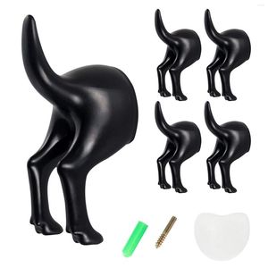 Hooks 5Pcs Dog Tail With Set Screws & Double Sided Adhesive Tapes Hat Coat Key Wall Mounted Hanger For Home And Kitchen