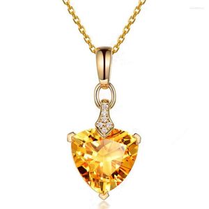 Pendant Necklaces FYJS Unique Light Yellow Gold Color Geometric Shape Citrines Crystal Link Chain Necklace Amethysts Jewelry