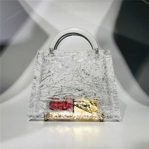 Shoulder Bags Clear Acrylic Box Evening Bag Women 2023 Summer Top Handle Dinner Clutch Purses Ladies Transparent Crystal Handbag High Quality 230426