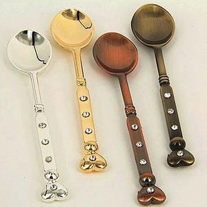 Spoons Creative Mosaic Simulated Diamond Fashion Vintage Table Seary Heart-Shaped Coffee Spoon Dessert Cake Decoration Saucier