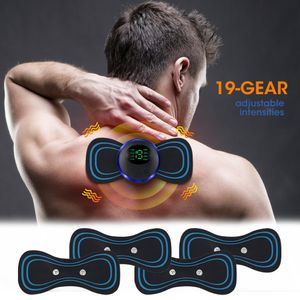 Bärbar Slim Equipment Electric EMS Neck Massager 8 Mode Cervical Massage Patch Axelben Arm Abdominal Puls Muskelstimulator Smärtlindring 230512