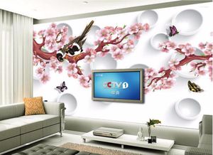 Sfondi CJSIR Personalizzato Po Murales Adesivi Dream Peach Plum 3D TV Sfondo Papel De Parede Carta da parati per pareti Decori