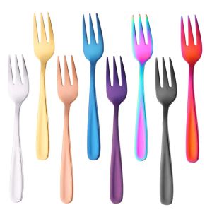 Stainless Steel Fork Color Fruit Dessert Forks Restaurant Western Tableware Creative Household Kitchen Tool