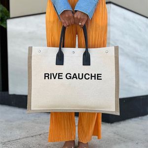 Mulheres rive gauche toute saco de praia porte de lona de embreagem bolsas de maçaneta de luta de luxuris saco de lady crossbody moda de grande capacidade