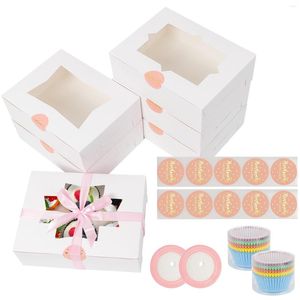 Embrulho de presente nossas caixas de biscoito de 30pcs com janela de 8 polegadas adesivos de padaria de gabinete para bolo de papelão muffin Candy Box