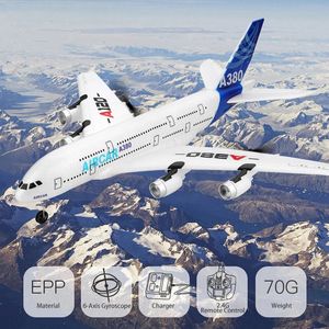 Electric/RC Aircraft Big Air Bus A380 RC Airplane 2.4G Tre kanaler Back Push Dual Power Gliding Electric RC Plane Toys for Kids Adults 230512