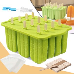 Ice Cream Tools Silicone Popsicle Mold Homemade Ice Cream Kit with Disposable Sticks Easy Release Ice Pop Maker Mold Popsicle Maker Tool 230512