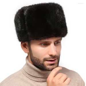 Berets Winter And Autumn Russian Fashion Warm Men's Fur Bombing Cap Solid Color Thickening Lei Feng Snow To Keep