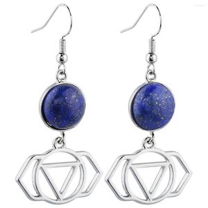 Baumelnde Ohrringe, natürlicher 7-Chakra-Stein, Amethyst, lange Kette, Ohrring, Heilung, Reiki, Lapislazuli, Tropfen, Damenschmuck, Mädchen-Geschenk