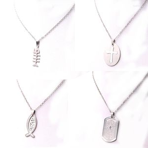 Hänge halsband kristna etikett tag charms rostfritt stål mode vintage kvinnliga manliga smycken p249