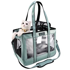 Trasportino EDENPETZ Borsa da trasporto grande per cani da compagnia e gatti Borsa da viaggio trasparente in PU con tracolla da 7 kg, borsa approvata dalla compagnia aerea