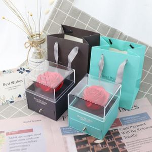 Confezioni regalo Pratiche scatole regalo per gioielli Espositore portatile per collane con finestra trasparente Bella custodia rosa