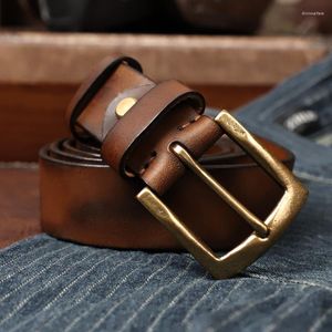 Gürtel Breite 3,8 CM Kuh Leder Gürtel Für Männer Handgemachte Echte Rosa Schnalle Blet Jeans Männlich Retro Cowboy