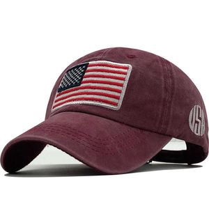 Snapbacks New Cotton Gorras Washed Baseball Cap Flag of USA Hat Snapback 조정 가능한 남성 야구 모자 스냅 백 모자 P230512