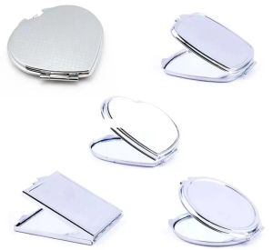 Espelhos de maquiagem portátil espelho de ferro portátil Sublimação em branco Aluminum Cosmetic Decoration Girl Gift