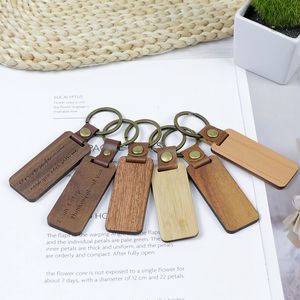 Cherry Wooden Blank Keychain Custom Logo Portable Straps Luxury Leather Keyring Promotion Souvenir Gift Walnut Wood Laser Engraving Promotional Keychains