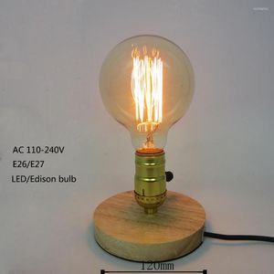 Настольные лампы Loft Industrial Vintage Nature Wood Base Lamp Simpe Modern Read